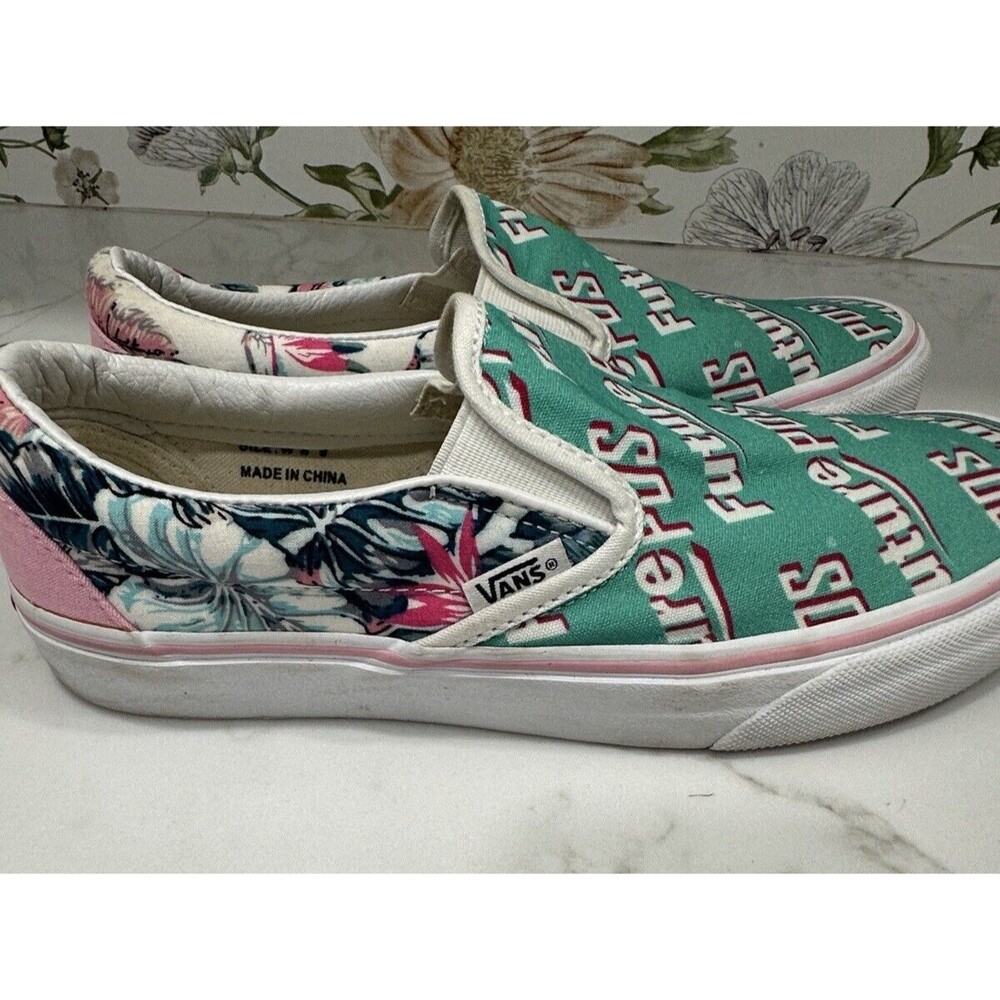 VANS Off The Wall Custom 'Future POS' Floral Colorful Unique Women Size 9 Slides